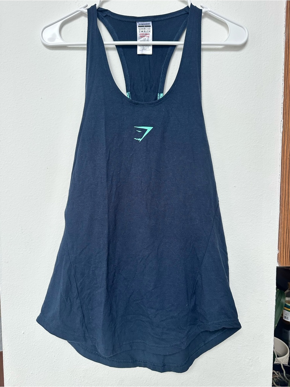 Gymshark Navy Racerback Training Tank with Mint Logo Accent